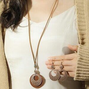 Boho Necklace and Dangle Earrings matching set